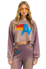 VINTAGE LOGO CROPPED CREW SWEATSHIRT RELAXED - FADED MOCHA
