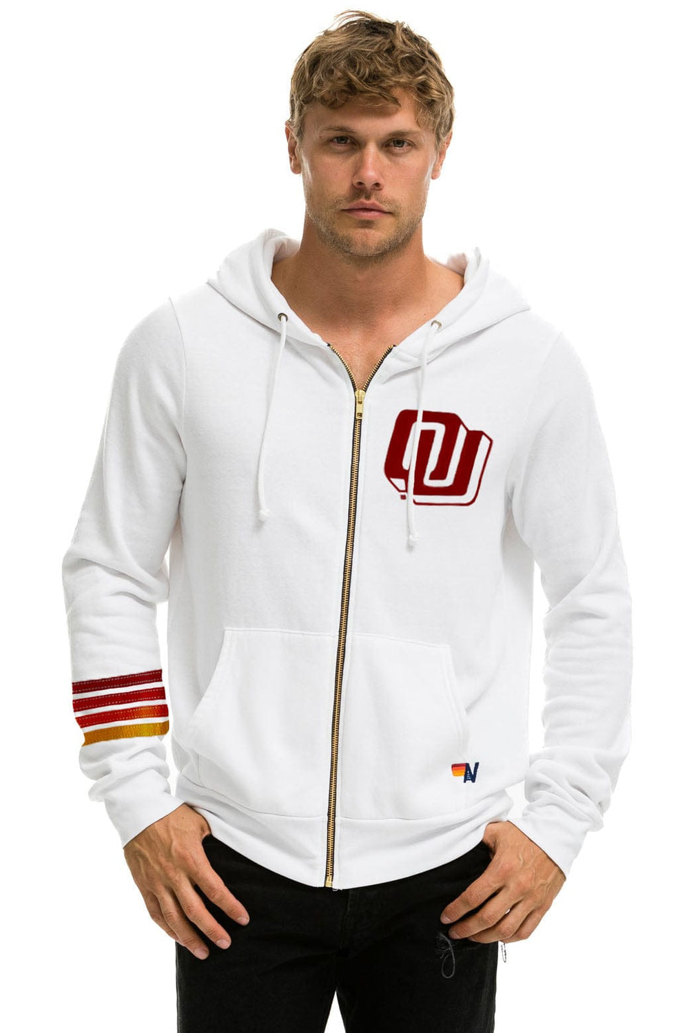 UNIVERSITY OF OKLAHOMA SOONERS ZIP HOODIE - WHITE