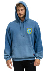 SURFER WAVE PATCH PULLOVER RELAXED HOODIE - FADED WATER