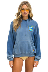 SURFER WAVE PATCH PULLOVER RELAXED HOODIE - FADED WATER