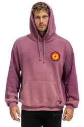 BOLT BULLSEYE PATCH PULLOVER RELAXED HOODIE - FADED BERRY