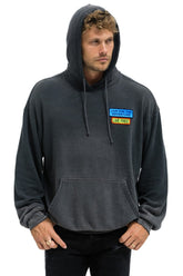 LIVE FREE + ADVENTURE PATCH PULLOVER RELAXED HOODIE - FADED SMOKE