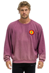 BOLT BULLSEYE PATCH RELAXED CREW SWEATSHIRT - FADED BERRY