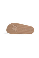 AVIATOR NATION LOGO RAINBOW 4 STRIPE SLIDES - VINTAGE WHITE