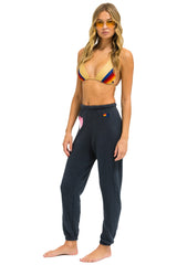 GLITTER HEART SWEATPANTS - CHARCOAL // NEON PINK