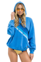 CROSS STRIPE RELAXED PULLOVER HOODIE - COBALT / BLUE