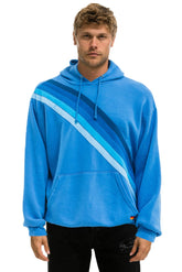 CROSS STRIPE RELAXED PULLOVER HOODIE - COBALT / BLUE