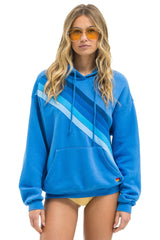 CROSS STRIPE RELAXED PULLOVER HOODIE - COBALT / BLUE