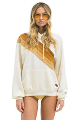 CROSS STRIPE RELAXED PULLOVER HOODIE - VINTAGE WHITE // BROWN