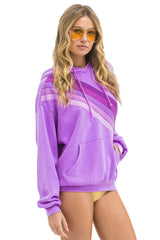 CROSS STRIPE RELAXED PULLOVER HOODIE - NEON PURPLE // PURPLE