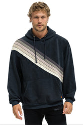 CROSS STRIPE RELAXED PULLOVER HOODIE - CHARCOAL // CHARCOAL