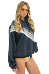 CROSS STRIPE RELAXED PULLOVER HOODIE - CHARCOAL // CHARCOAL