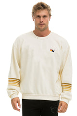 RUGBY STITCH 2 RELAXED CREW SWEATSHIRT - VINTAGE WHITE // BROWN