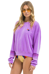 RUGBY STITCH 2 RELAXED CREW SWEATSHIRT - NEON PURPLE // PURPLE
