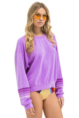RUGBY STITCH 2 RELAXED CREW SWEATSHIRT - NEON PURPLE // PURPLE