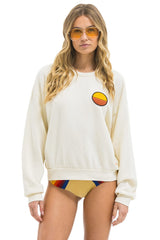SUNSET PATCH RELAXED CREW SWEATSHIRT - VINTAGE WHITE