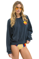 SUNSET PATCH RELAXED CREW SWEATSHIRT - CHARCOAL