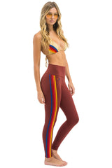 FULL LENGTH HI-RISE 5 STRIPE LEGGINGS - BRICK