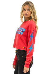 BOTTLEROCK 2025 CROPPED CREW SWEATSHIRT - NEON RED