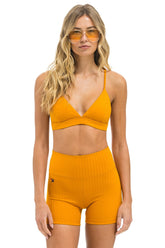 WIDE RIB 4IN HI-RISE BIKER SHORT - GOLD