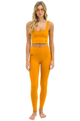 WIDE RIB FULL LENGTH HI-RISE LEGGINGS - GOLD