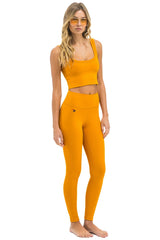 WIDE RIB FULL LENGTH HI-RISE LEGGINGS - GOLD