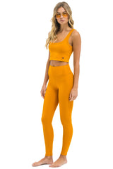 WIDE RIB FULL LENGTH HI-RISE LEGGINGS - GOLD