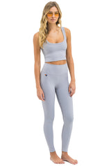 WIDE RIB FULL LENGTH HI-RISE LEGGINGS - LIGHT GREY