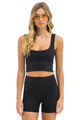 WIDE RIB WOMEN'S SCOOP BACK SPORTS TANK - BLACK