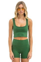 WIDE RIB WOMEN'S SCOOP BACK SPORTS TANK - PALM