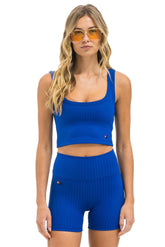 WIDE RIB WOMEN'S SCOOP BACK SPORTS TANK - ROYAL