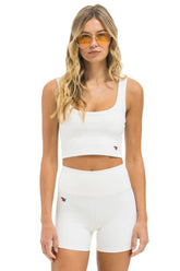WIDE RIB WOMEN'S SCOOP BACK SPORTS TANK - VINTAGE WHITE