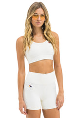 WIDE RIB WOMEN'S SCOOP BACK SPORTS BRA - VINTAGE WHITE