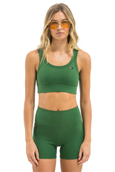 WIDE RIB WOMEN'S SCOOP BACK SPORTS BRA - PALM