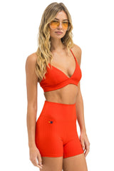 WIDE RIB TRIANGLE ADJUSTABLE SPORTS BRA - BRIGHT RED