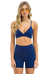 WIDE RIB TRIANGLE ADJUSTABLE SPORTS BRA - NAVY