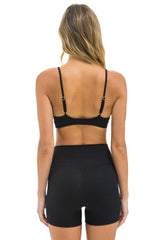 WIDE RIB TRIANGLE ADJUSTABLE SPORTS BRA - BLACK