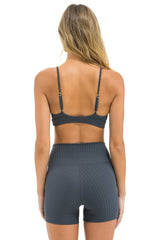 WIDE RIB TRIANGLE ADJUSTABLE SPORTS BRA - TITANIUM