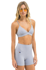 WIDE RIB TRIANGLE ADJUSTABLE SPORTS BRA - LIGHT GREY