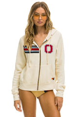 OHIO STATE 5 STRIPE ZIP HOODIE - VINTAGE WHITE