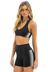 WOMEN'S 5 STRIPE SPORTS BRA - BLACK // SMOKE