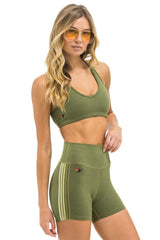 5 STRIPE 4 INCH HI-RISE BIKER SHORT - ARMY
