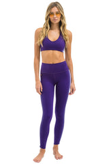 FULL LENGTH HI-RISE 5 STRIPE LEGGINGS - GRAPE