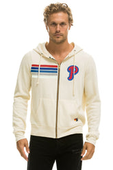 PHILLIES 5 STRIPE ZIP HOODIE - VINTAGE WHITE // USA