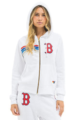 RED SOX 5 STRIPE ZIP HOODIE - WHITE // USA