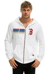 RED SOX 5 STRIPE ZIP HOODIE - WHITE // USA