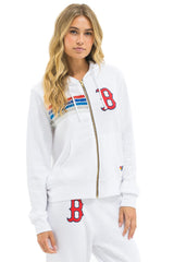 RED SOX 5 STRIPE ZIP HOODIE - WHITE // USA