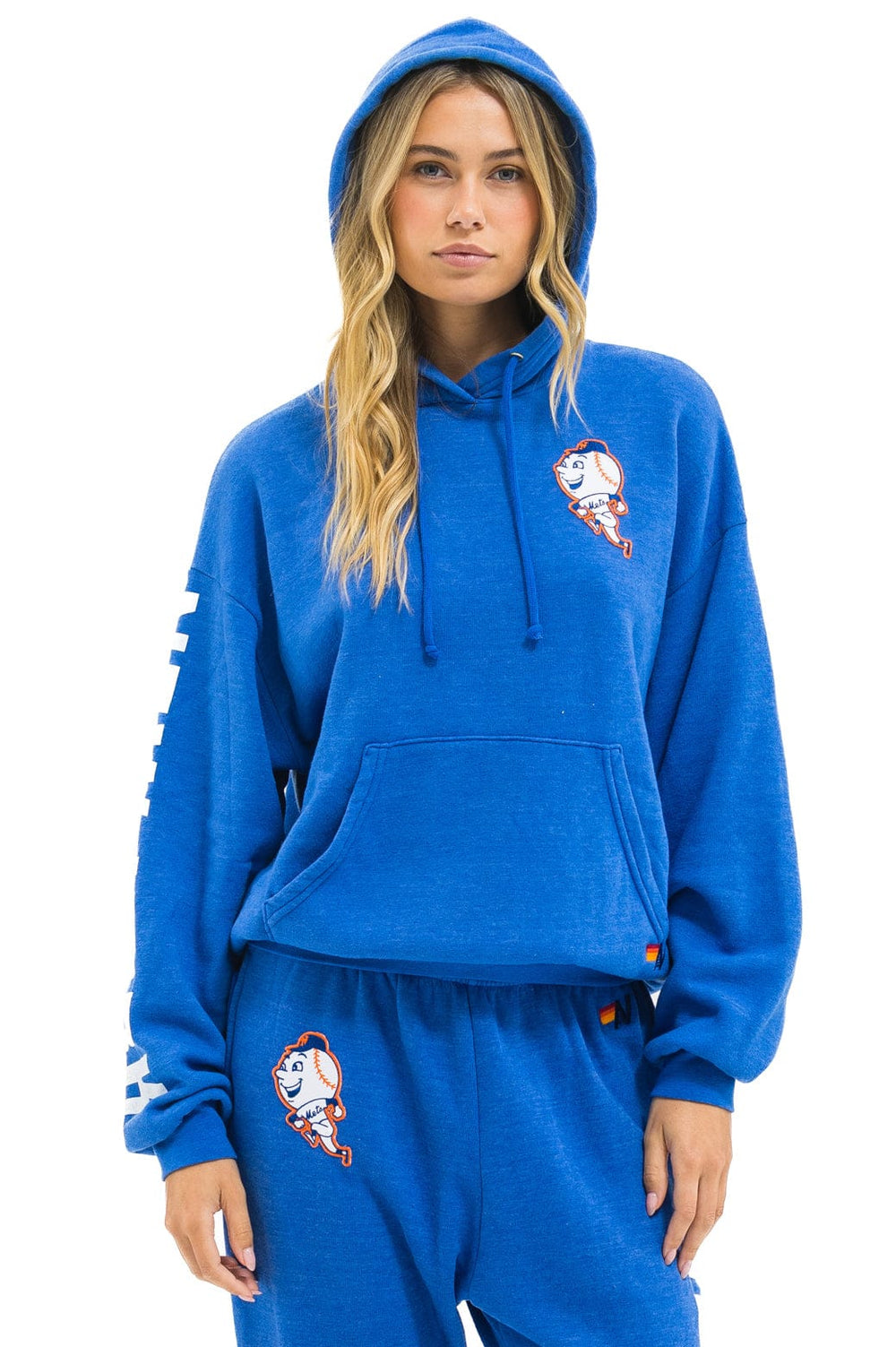 NY METS RELAXED PULLOVER HOODIE - BLUE