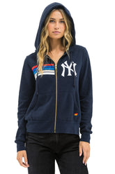 NY YANKEES 5 STRIPE ZIP HOODIE - NAVY // USA