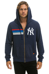 NY YANKEES 5 STRIPE ZIP HOODIE - NAVY // USA